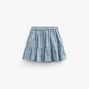 Blomstret bomuldsnederdel Kids - Blue/Brown | 101431 Nova