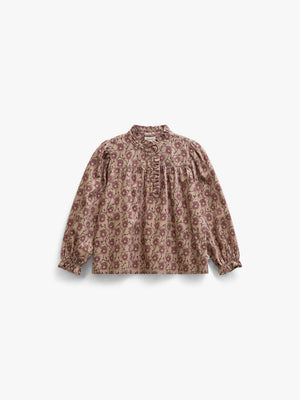 Blomstret bomuldsbluse med stolpelukning Kids - Rose/Bordeaux | 101433 Nova
