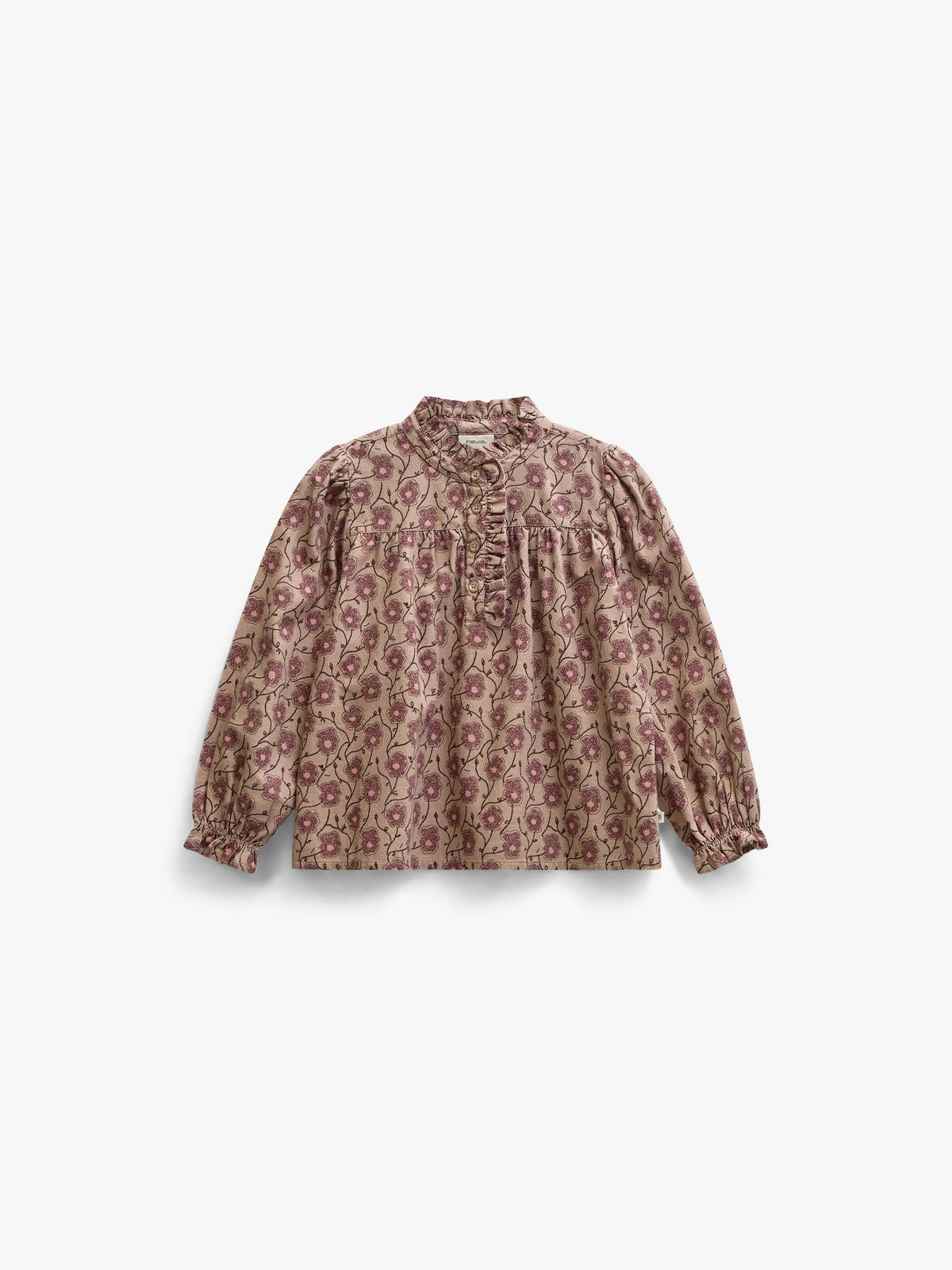 Blomstret bomuldsbluse med stolpelukning Kids - Rose/Bordeaux | 101433 Nova