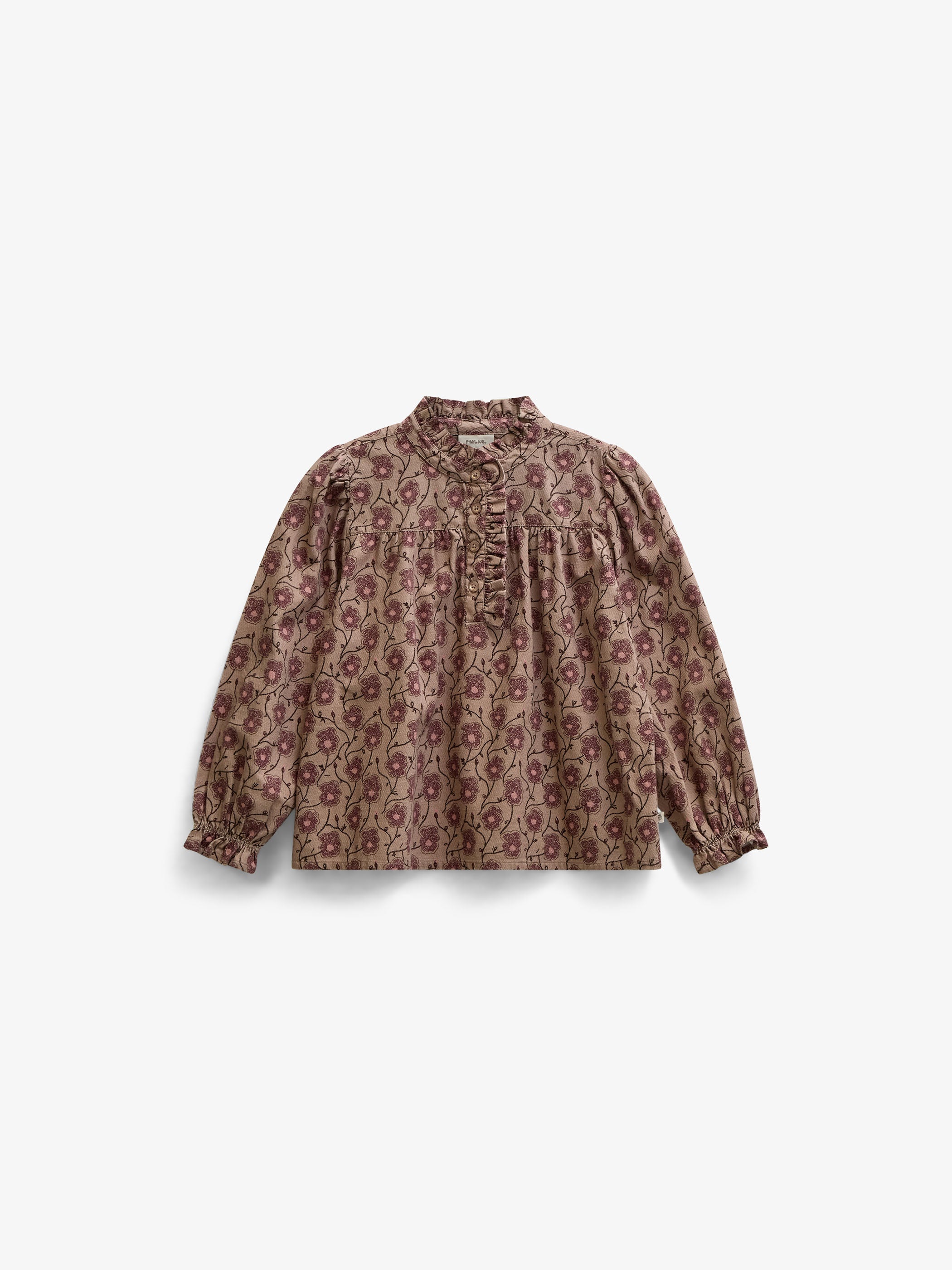 Blomstret bomuldsbluse med stolpelukning Tween - Rose/Bordeaux | 101434 Nova