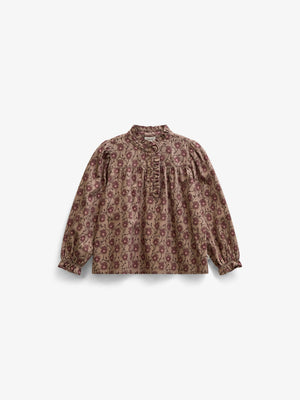 Blomstret bomuldsbluse med stolpelukning Kids - Rose/Bordeaux | 101433 Nova