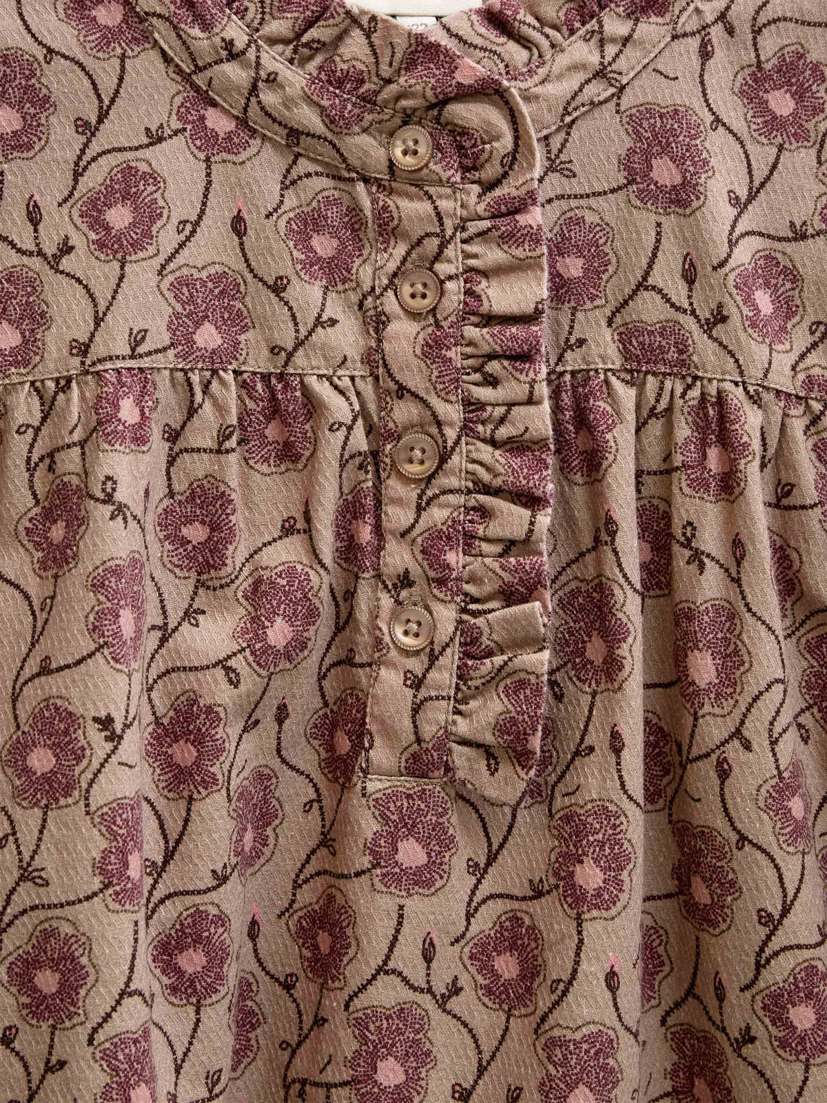Blomstret bomuldsbluse med stolpelukning Tween - Rose/Bordeaux | 101434 Nova