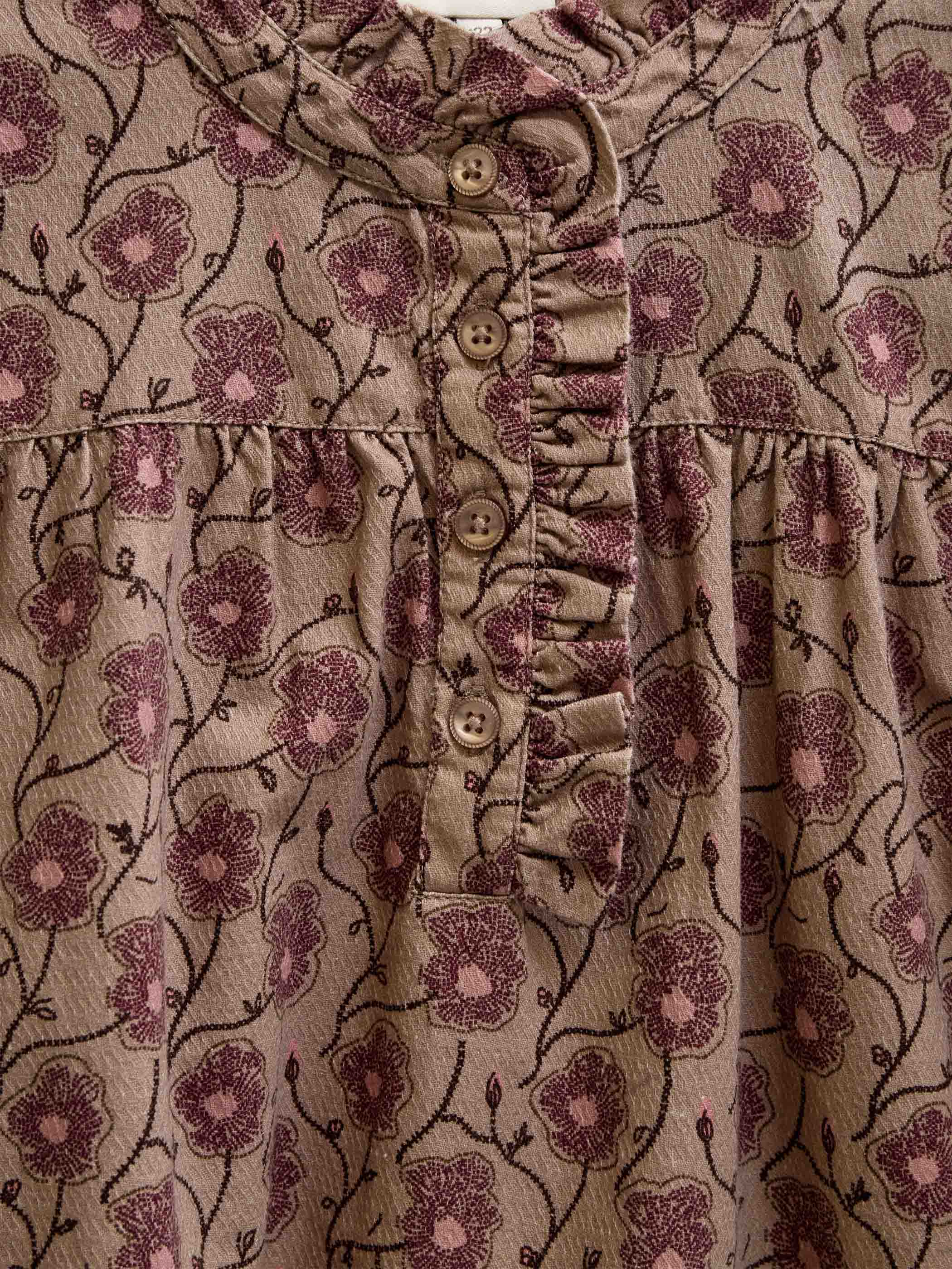 Blomstret bomuldsbluse med stolpelukning Kids - Rose/Bordeaux | 101433 Nova