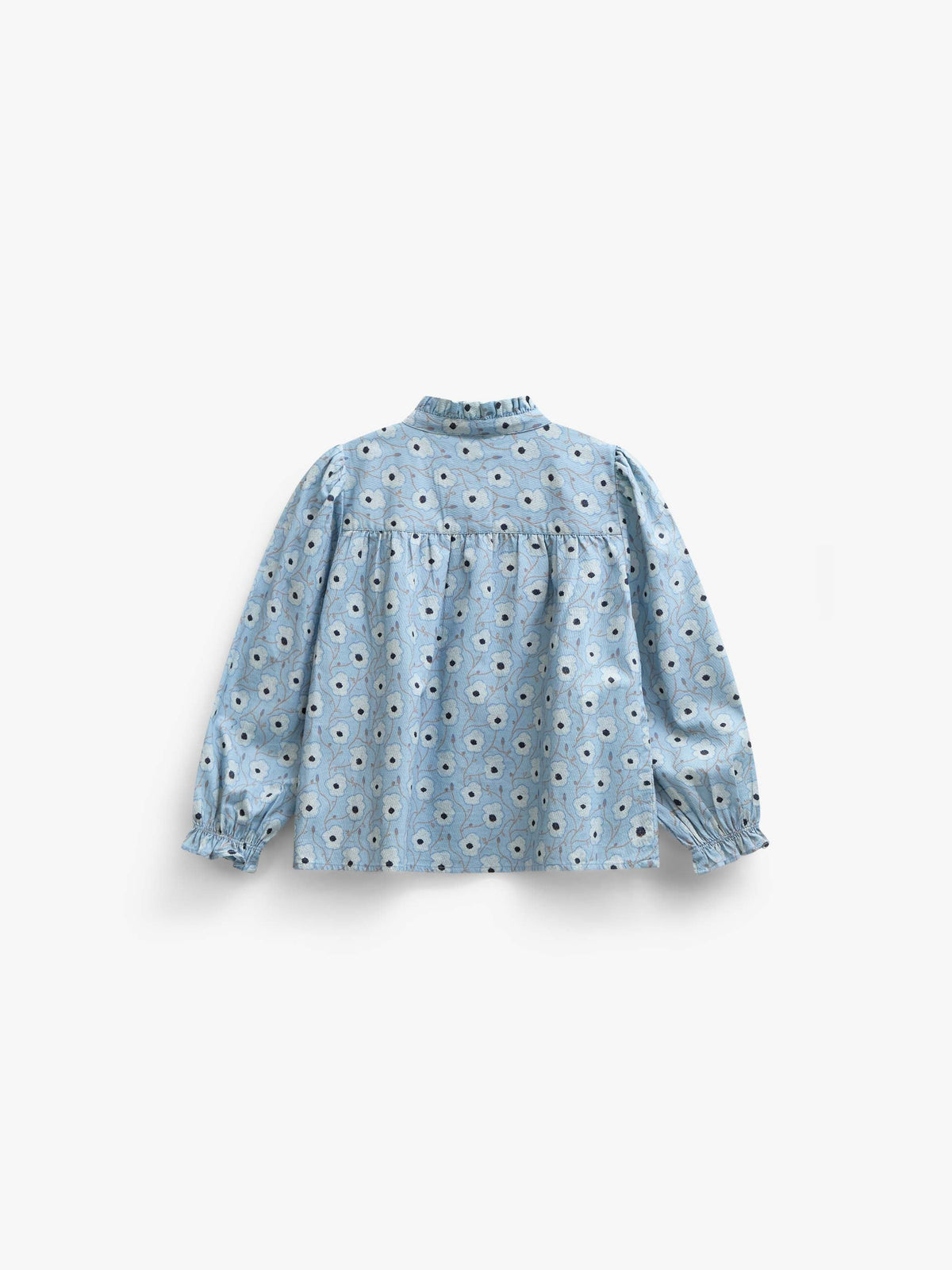 Blomstret bomuldsbluse med stolpelukning Tween - Blue/Brown | 101436 Nova