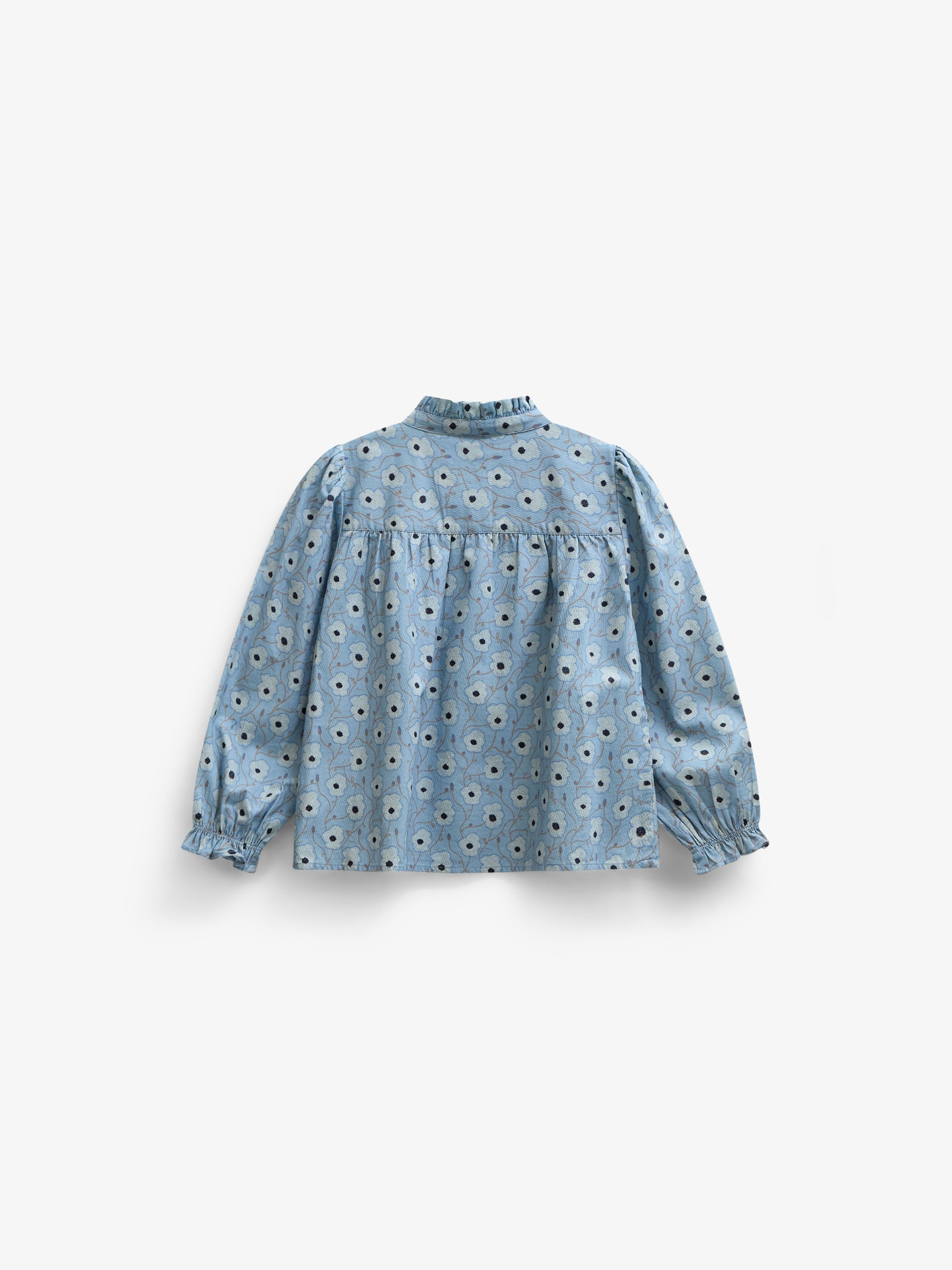 Blomstret bomuldsbluse med stolpelukning Tween - Blue/Brown | 101436 Nova