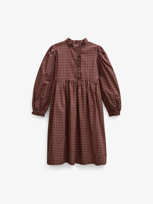 Poplin-kjole med stolpelukning Tween - Bordeaux Check | 101437 Julia