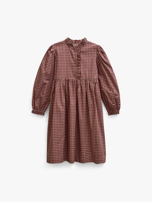 Poplin-kjole med stolpelukning Tween - Bordeaux Check | 101437 Julia