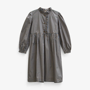 Poplin-kjole med stolpelukning Tween - Blue Check | 101438 Julia