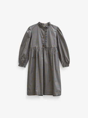 Poplin-kjole med stolpelukning Tween - Blue Check | 101438 Julia