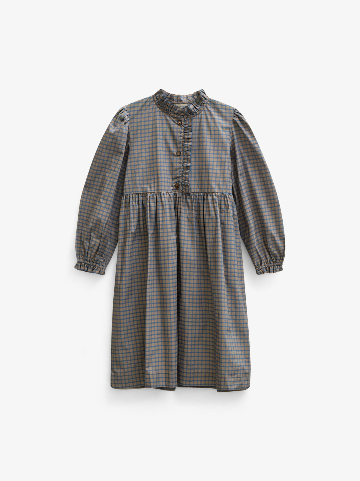 Poplin-kjole med stolpelukning Tween - Blue Check | 101438 Julia