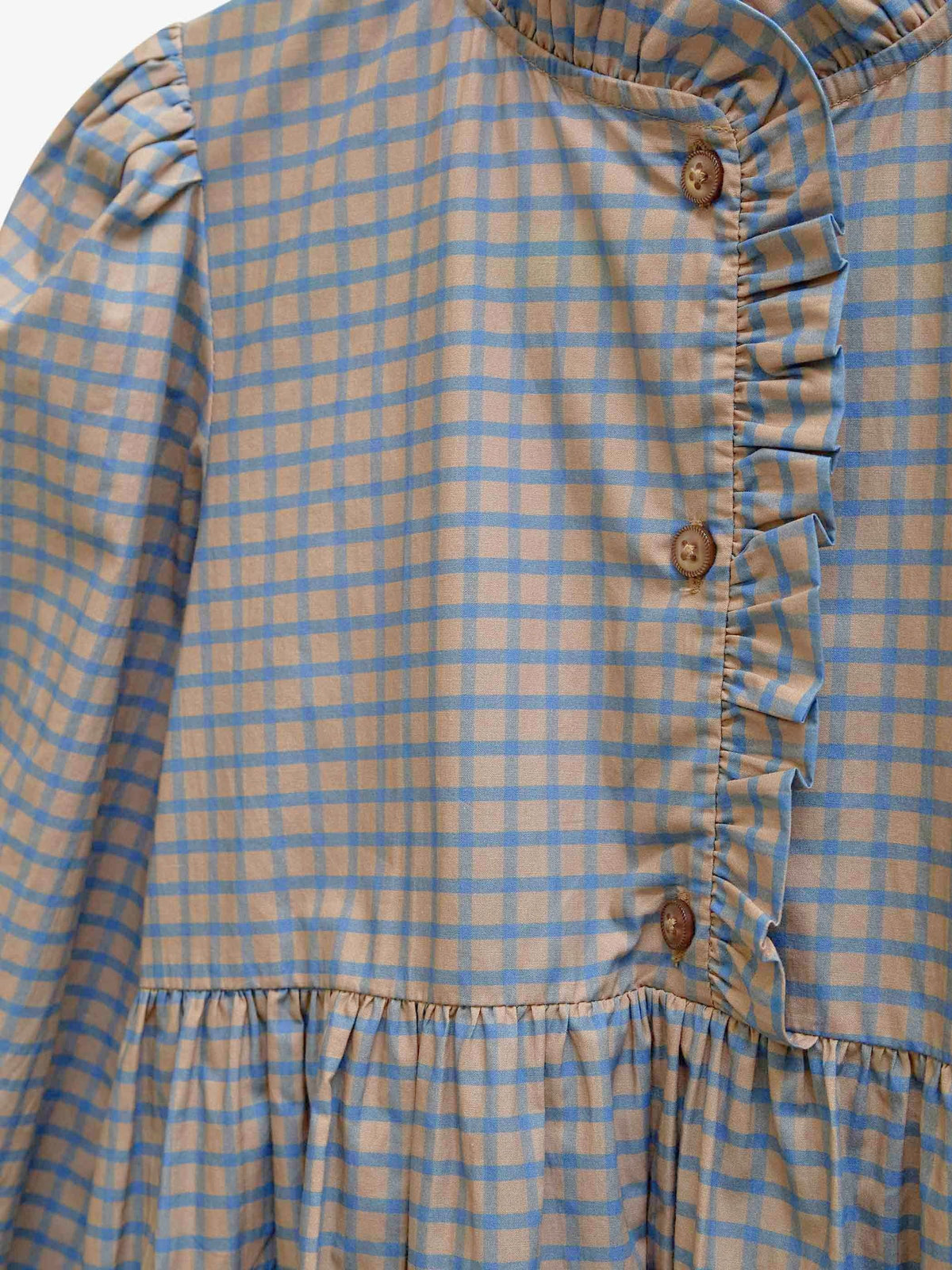 Poplin-kjole med stolpelukning Tween - Blue Check | 101438 Julia