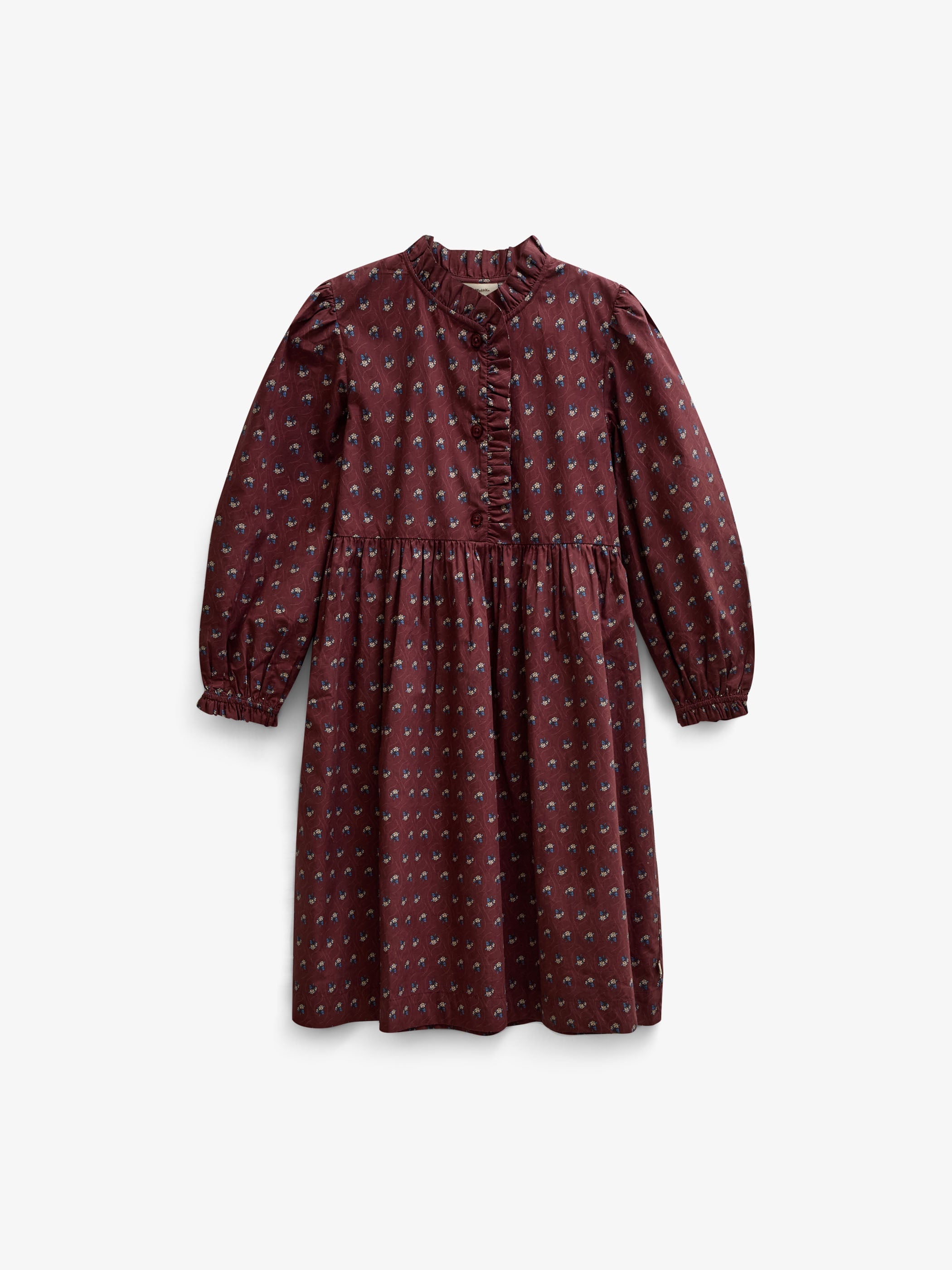 Poplin-kjole med stolpelukning Tween - Bordeaux Flowerprint | 101439 Julia