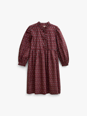 Poplin-kjole med stolpelukning Tween - Bordeaux Flowerprint | 101439 Julia