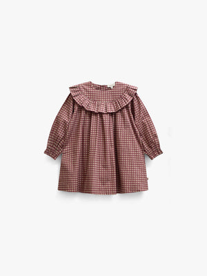Poplin-kjole med flæser Kids - Bordeaux Check | 101440 Julia