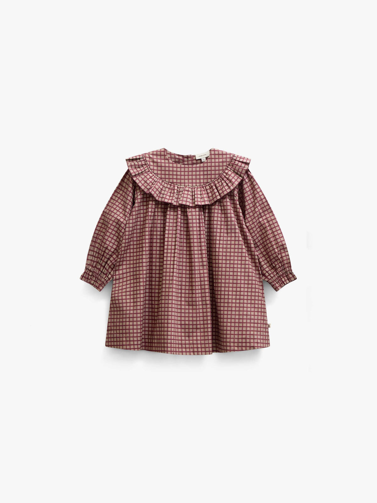 Poplin-kjole med flæser Kids - Bordeaux Check | 101440 Julia