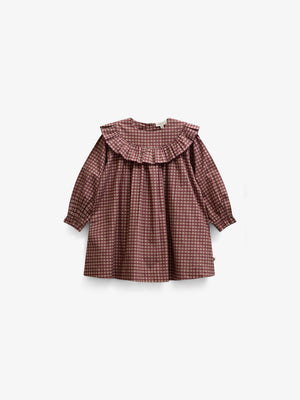 Poplin-kjole med flæser Kids - Bordeaux Check | 101440 Julia