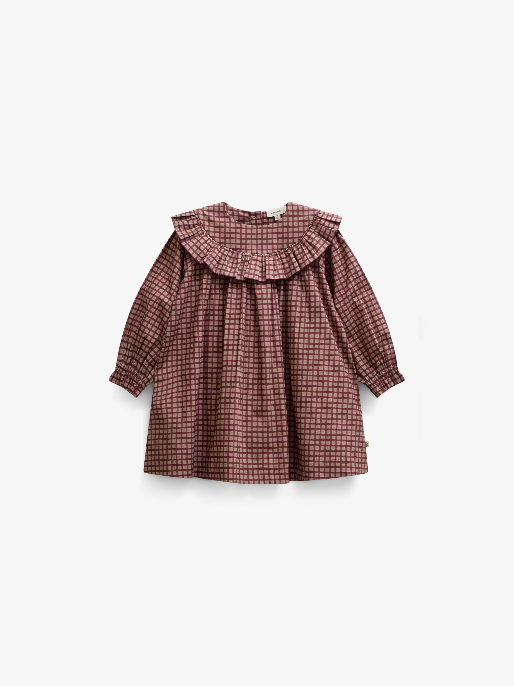 Poplin-kjole med flæser Kids - Bordeaux Check | 101440 Julia