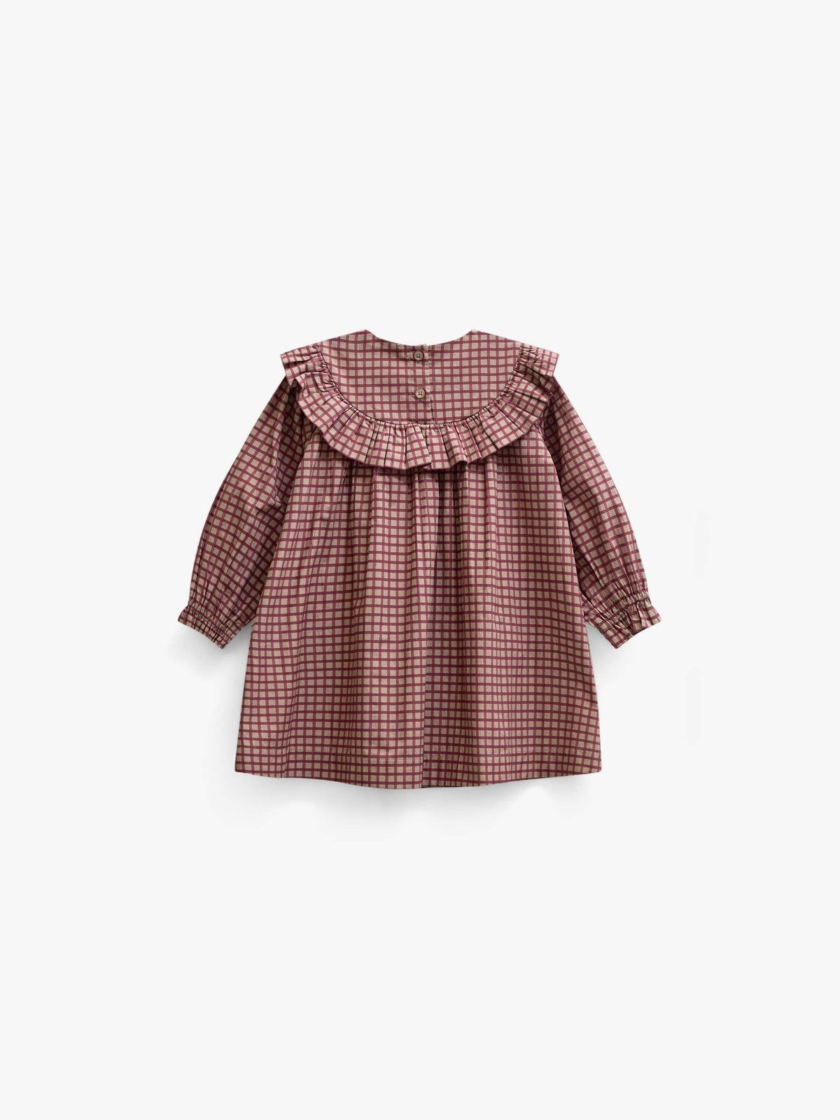 Poplin-kjole med flæser Kids - Bordeaux Check | 101440 Julia