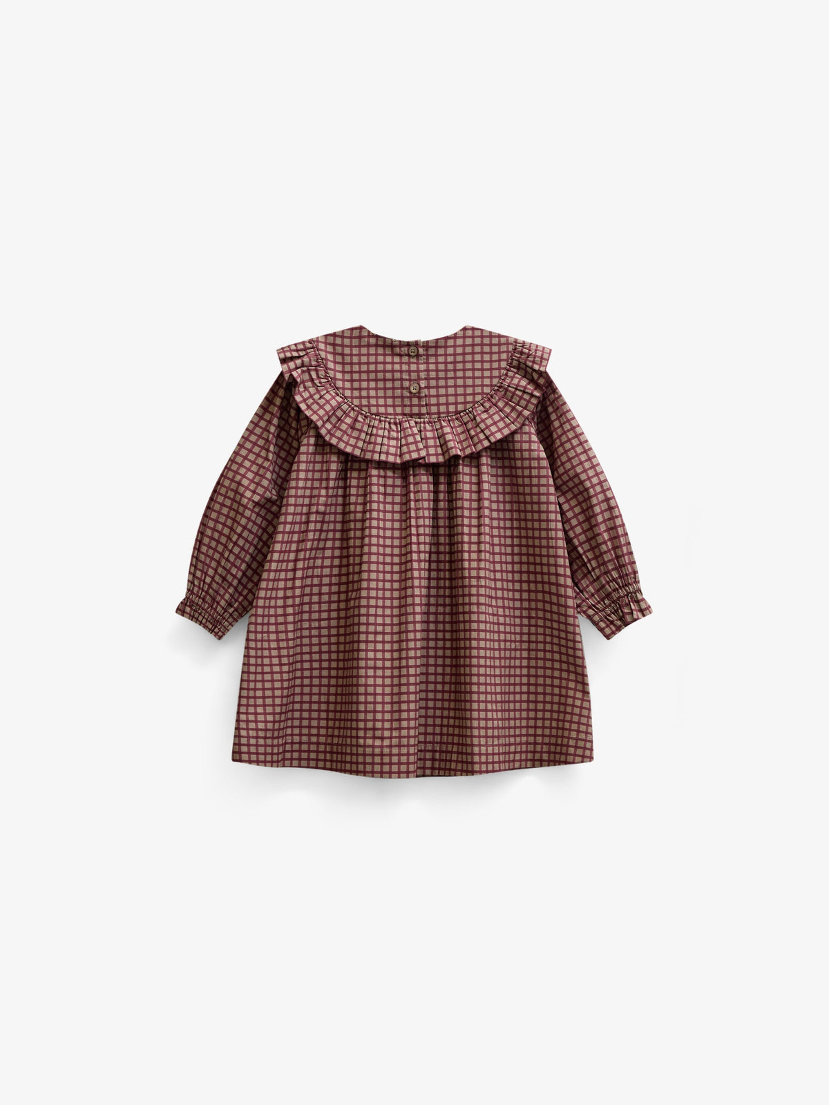Poplin-kjole med flæser Kids - Bordeaux Check | 101440 Julia