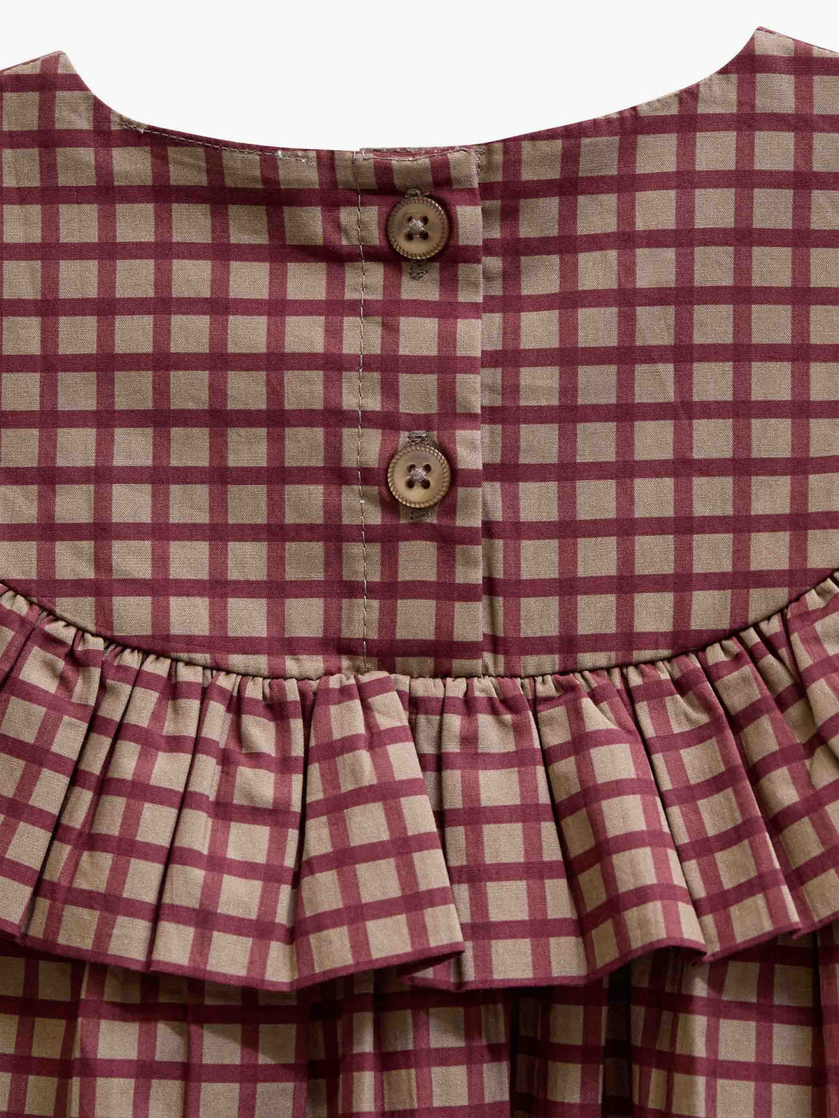 Poplin-kjole med flæser Kids - Bordeaux Check | 101440 Julia