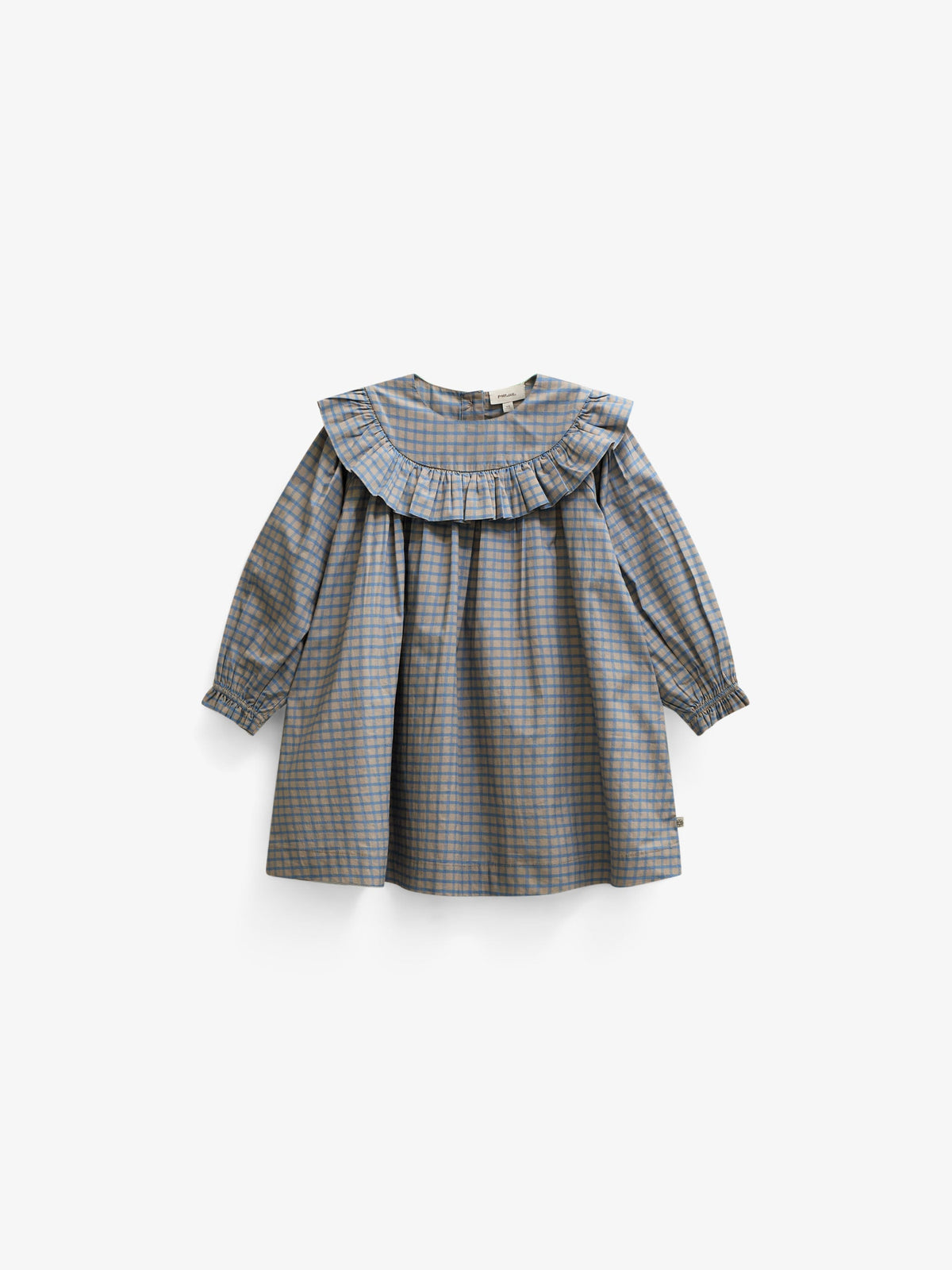 Poplin-kjole med flæser Kids - Blue Check | 101441 Julia