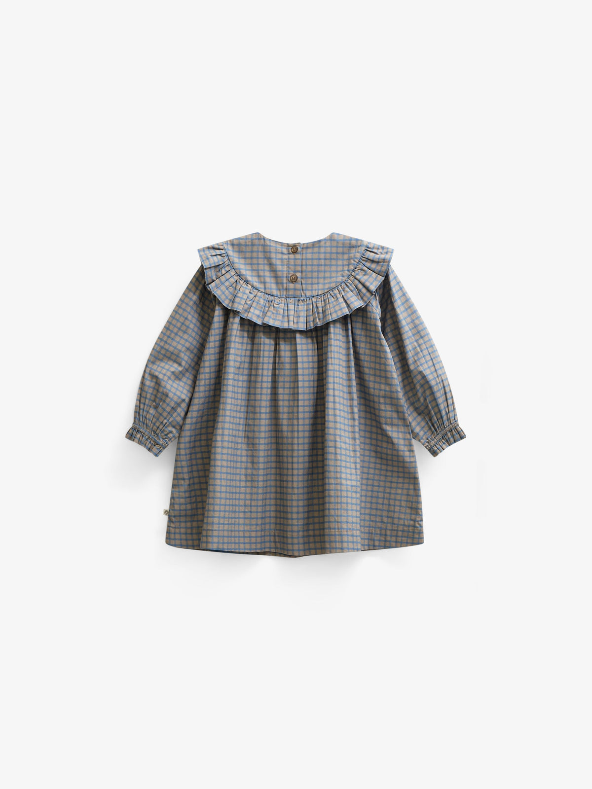 Poplin-kjole med flæser Kids - Blue Check | 101441 Julia