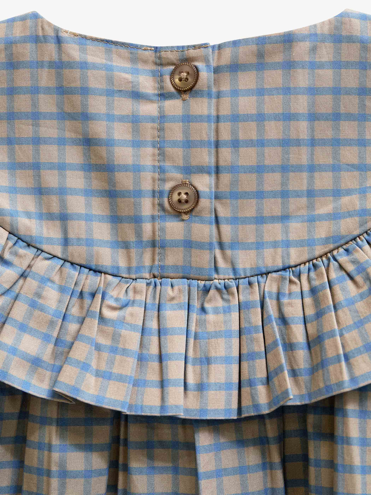 Poplin-kjole med flæser Kids - Blue Check | 101441 Julia