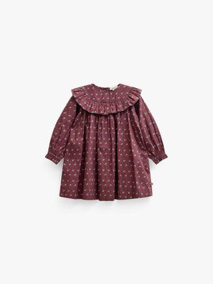 Poplin-kjole med flæser Kids - Bordeaux Flowerprint | 101442 Julia