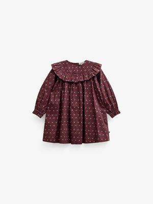 Poplin-kjole med flæser Kids - Bordeaux Flowerprint | 101442 Julia