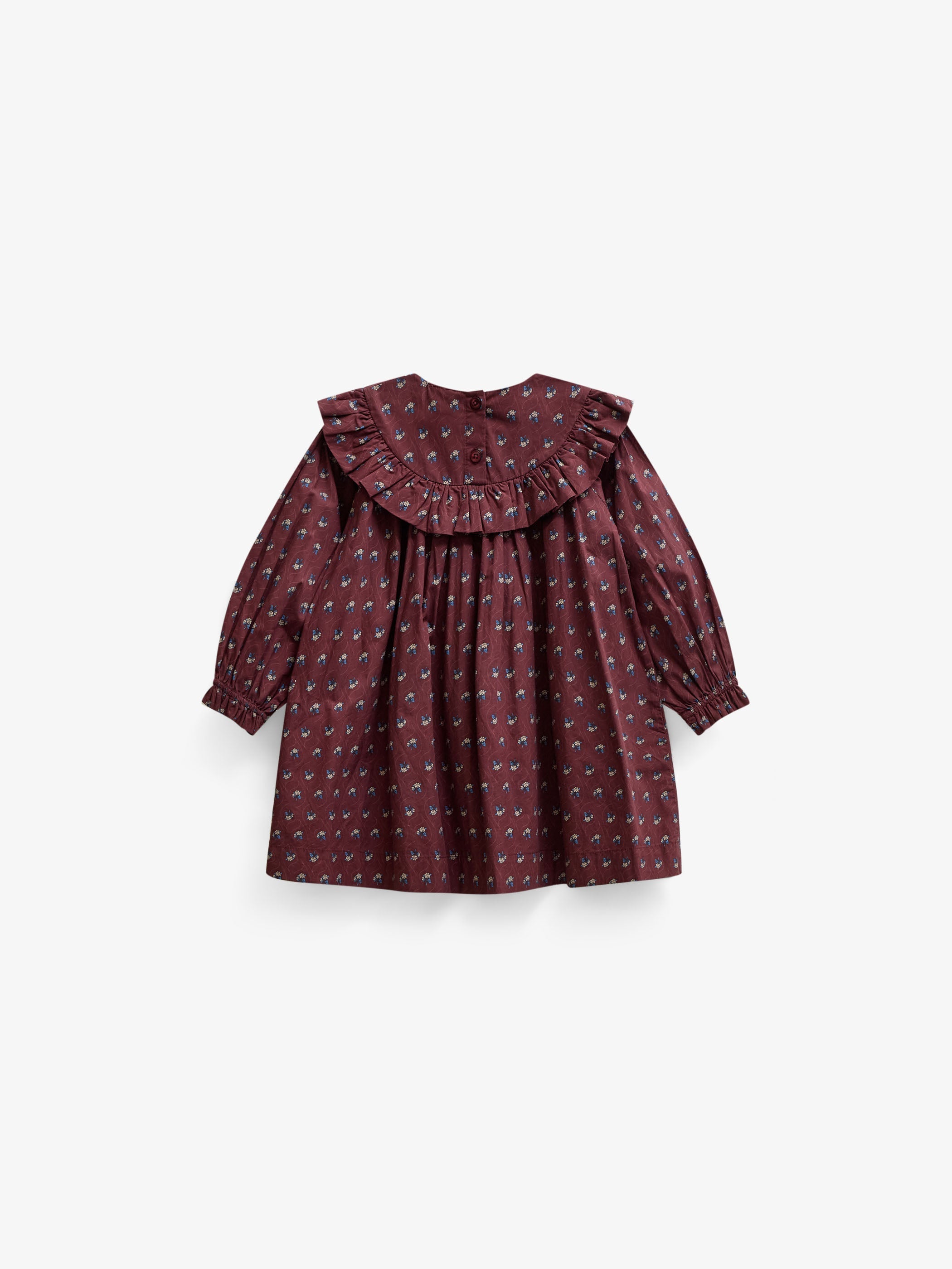 Poplin-kjole med flæser Kids - Bordeaux Flowerprint | 101442 Julia
