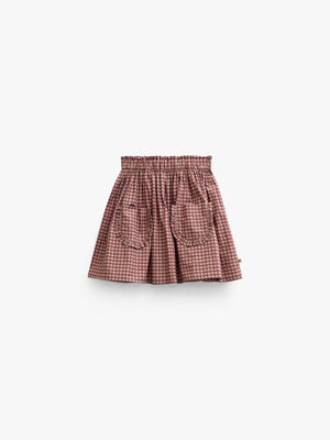 Poplin-nederdel med flæselommer Tween - Bordeaux Check | 101444 Julia