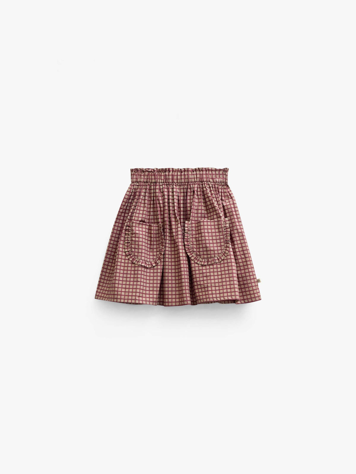 Poplin-nederdel med flæselommer Tween - Bordeaux Check | 101444 Julia