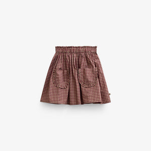 Poplin-nederdel med flæselommer Kids - Bordeaux Check | 101443 Julia
