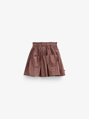 Poplin-nederdel med flæselommer Tween - Bordeaux Check | 101444 Julia