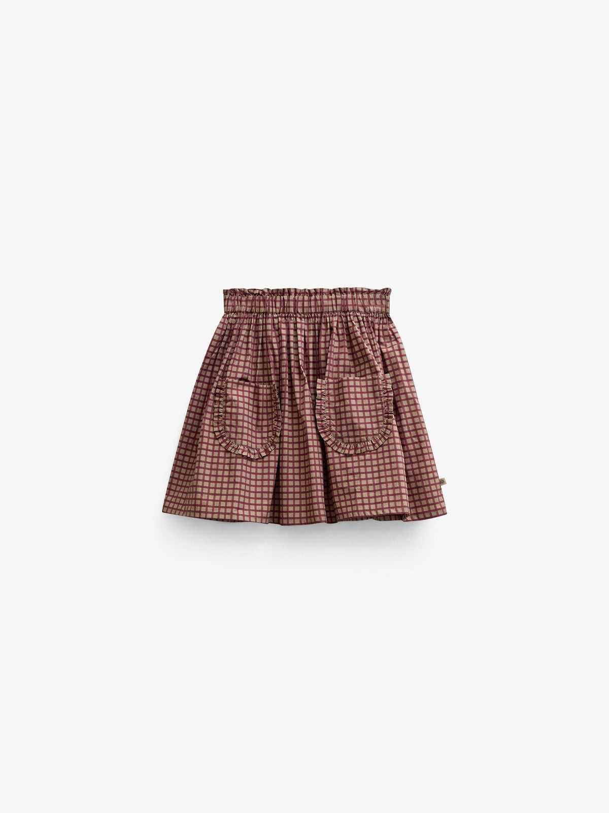 Poplin-nederdel med flæselommer Tween - Bordeaux Check | 101444 Julia
