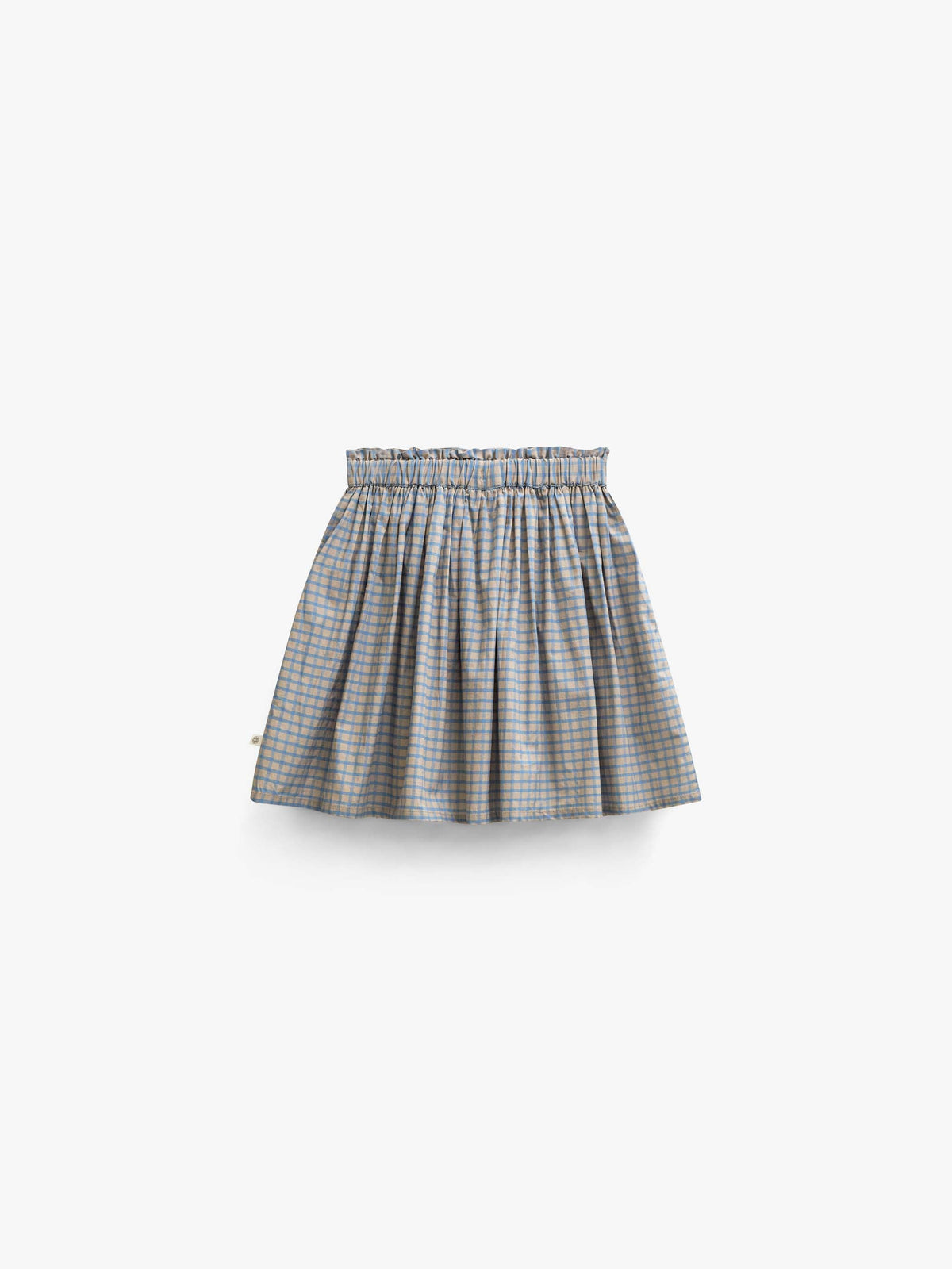 Poplin-nederdel med flæselommer Kids - Blue Check | 101445 Julia