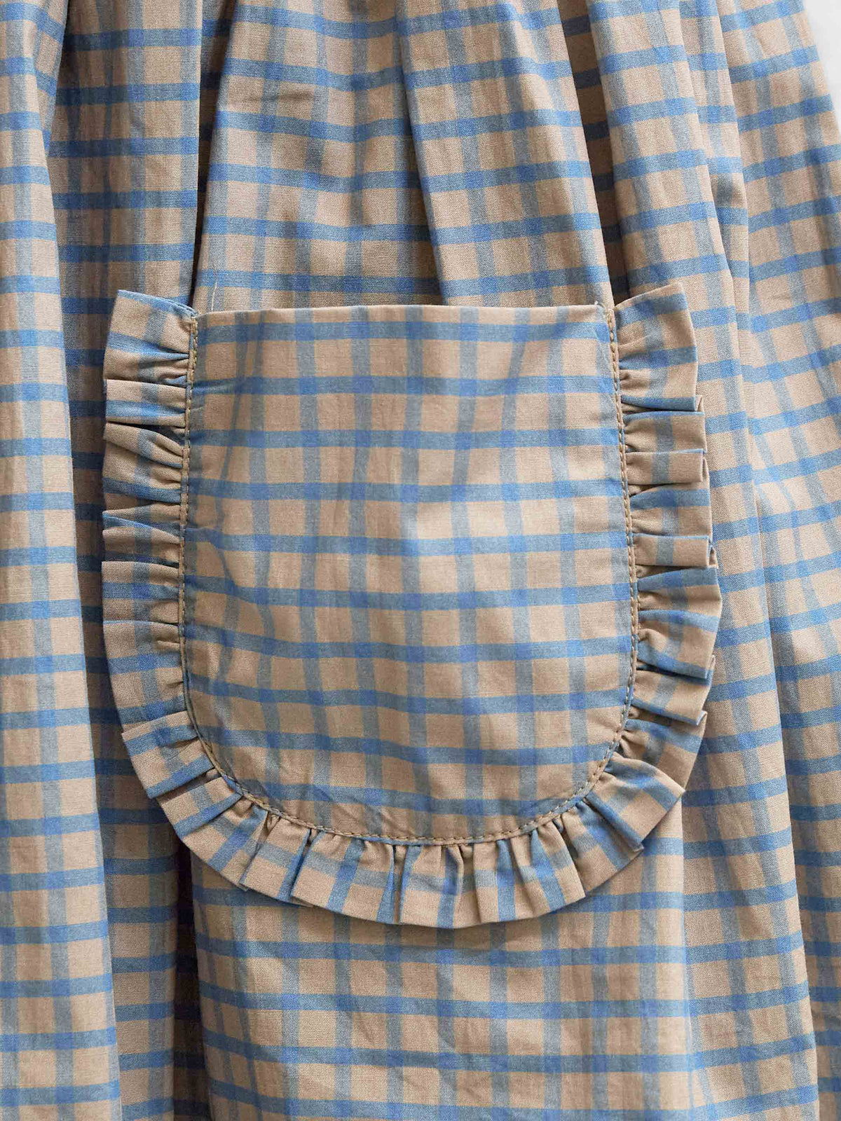 Poplin-nederdel med flæselommer Kids - Blue Check | 101445 Julia