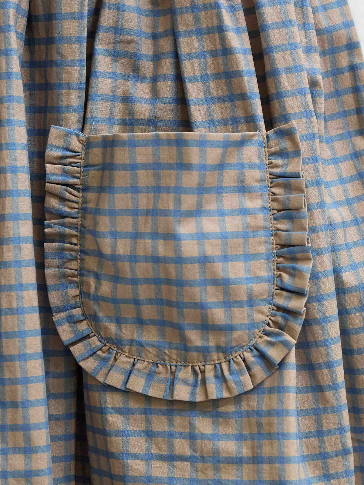 Poplin-nederdel med flæselommer Kids - Blue Check | 101445 Julia