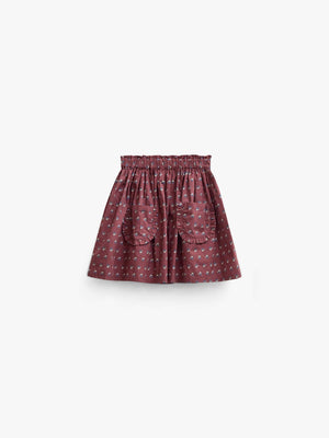 Poplin-nederdel med flæselommer Kids - Bordeaux Flowerprint | 101447 Julia