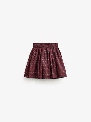 Poplin-nederdel med flæselommer Kids - Bordeaux Flowerprint | 101447 Julia