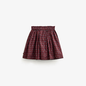 Poplin-nederdel med flæselommer Tween - Bordeaux Flowerprint | 101448 Julia