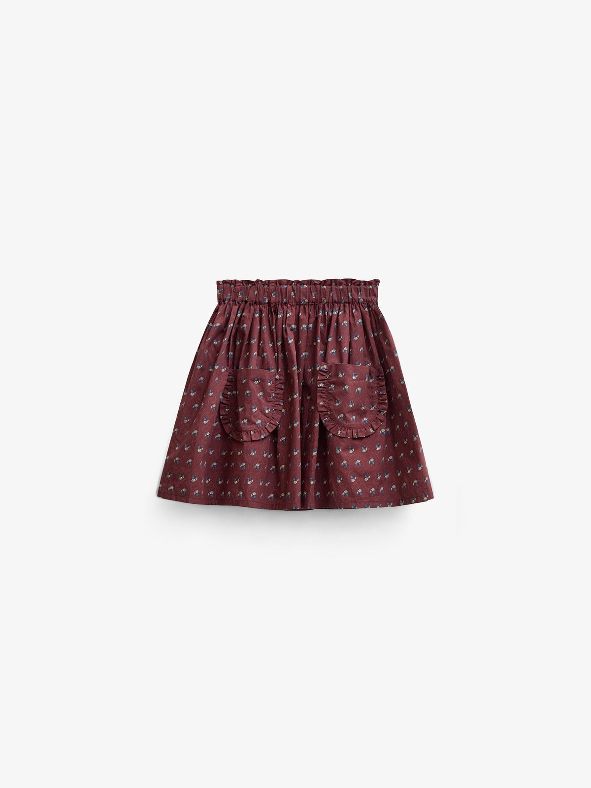 Poplin-nederdel med flæselommer Tween - Bordeaux Flowerprint | 101448 Julia