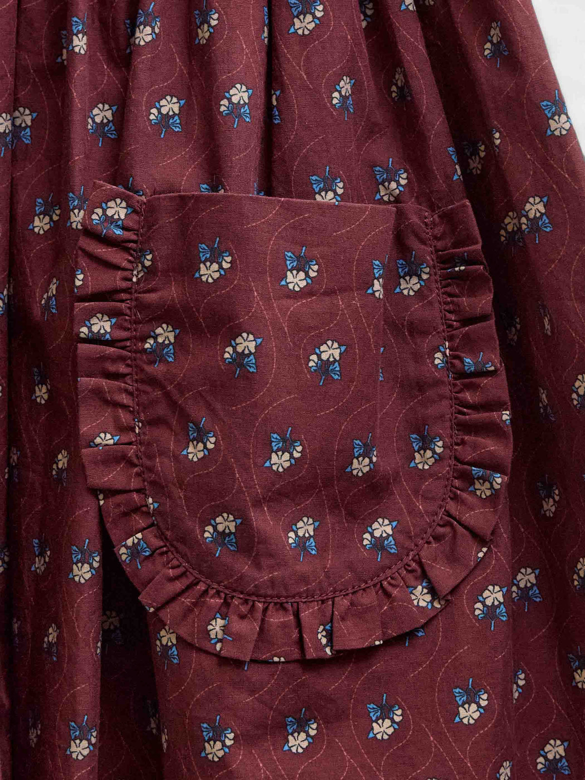 Poplin-nederdel med flæselommer Tween - Bordeaux Flowerprint | 101448 Julia