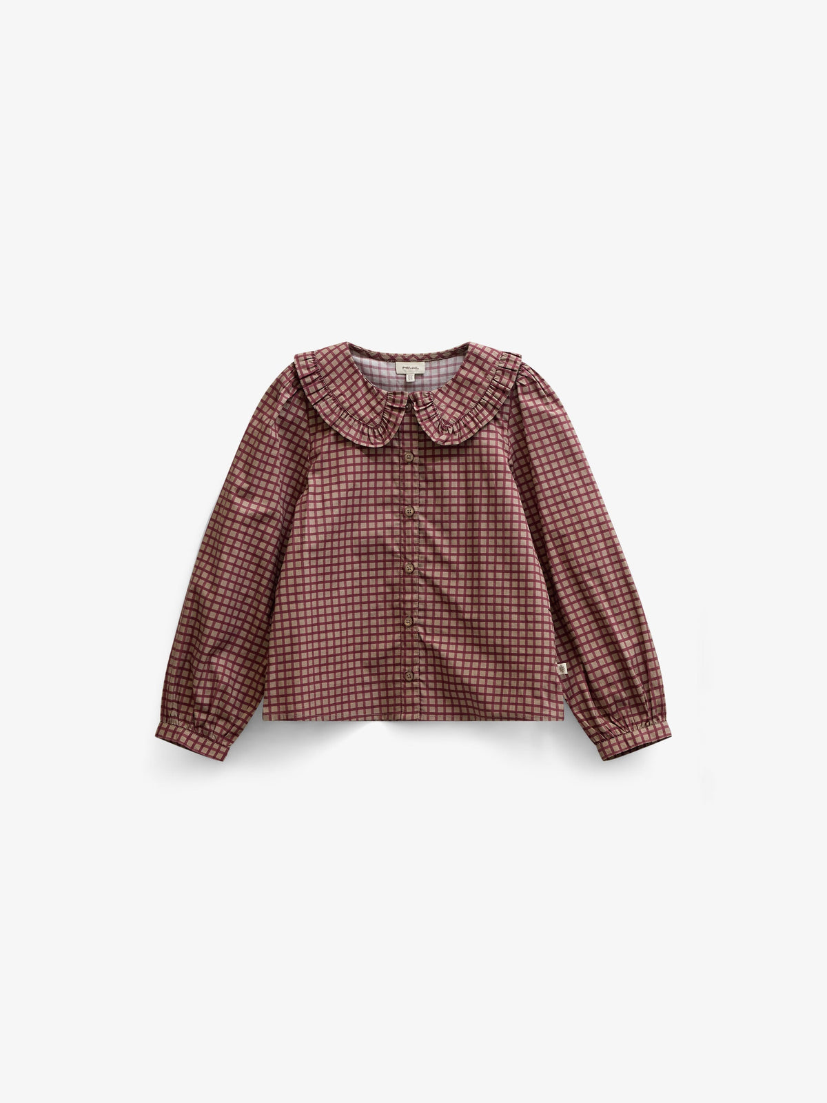 Poplin-bluse med flæsekrave Tween - Bordeaux Check | 101450 Julia