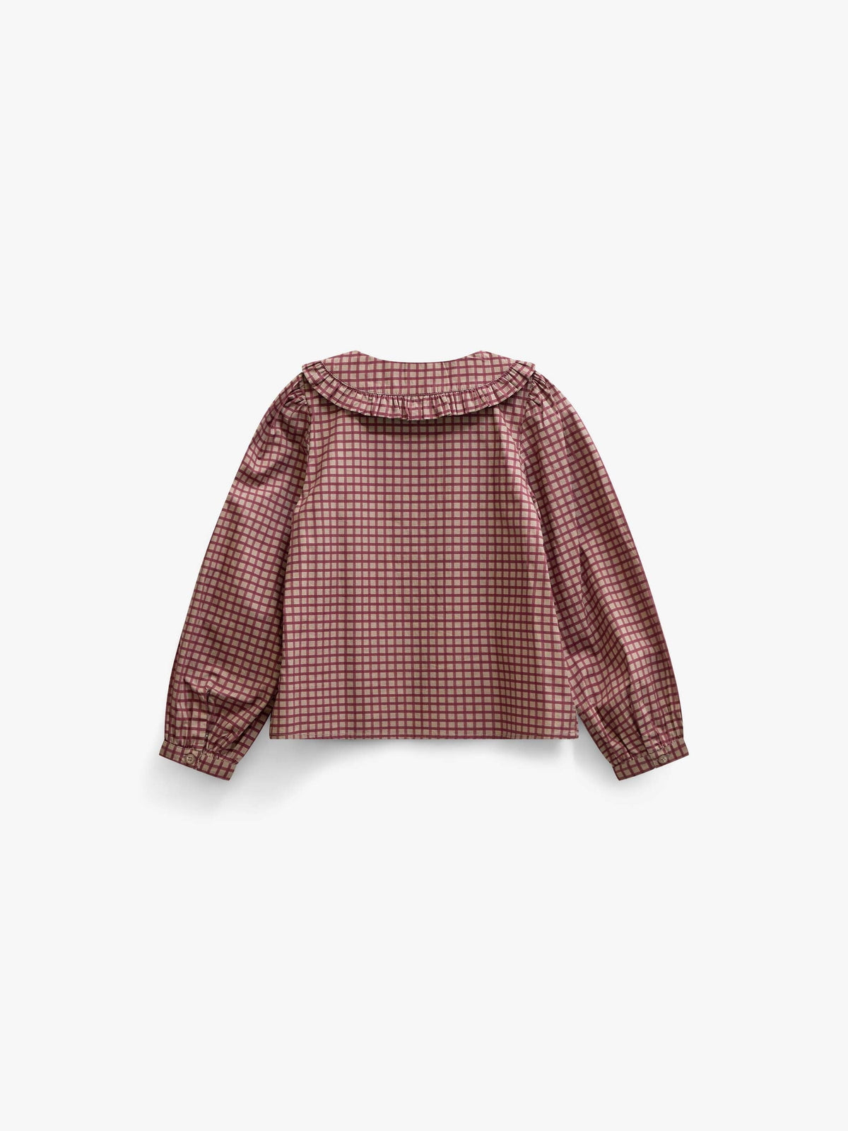 Poplin-bluse med flæsekrave Tween - Bordeaux Check | 101450 Julia