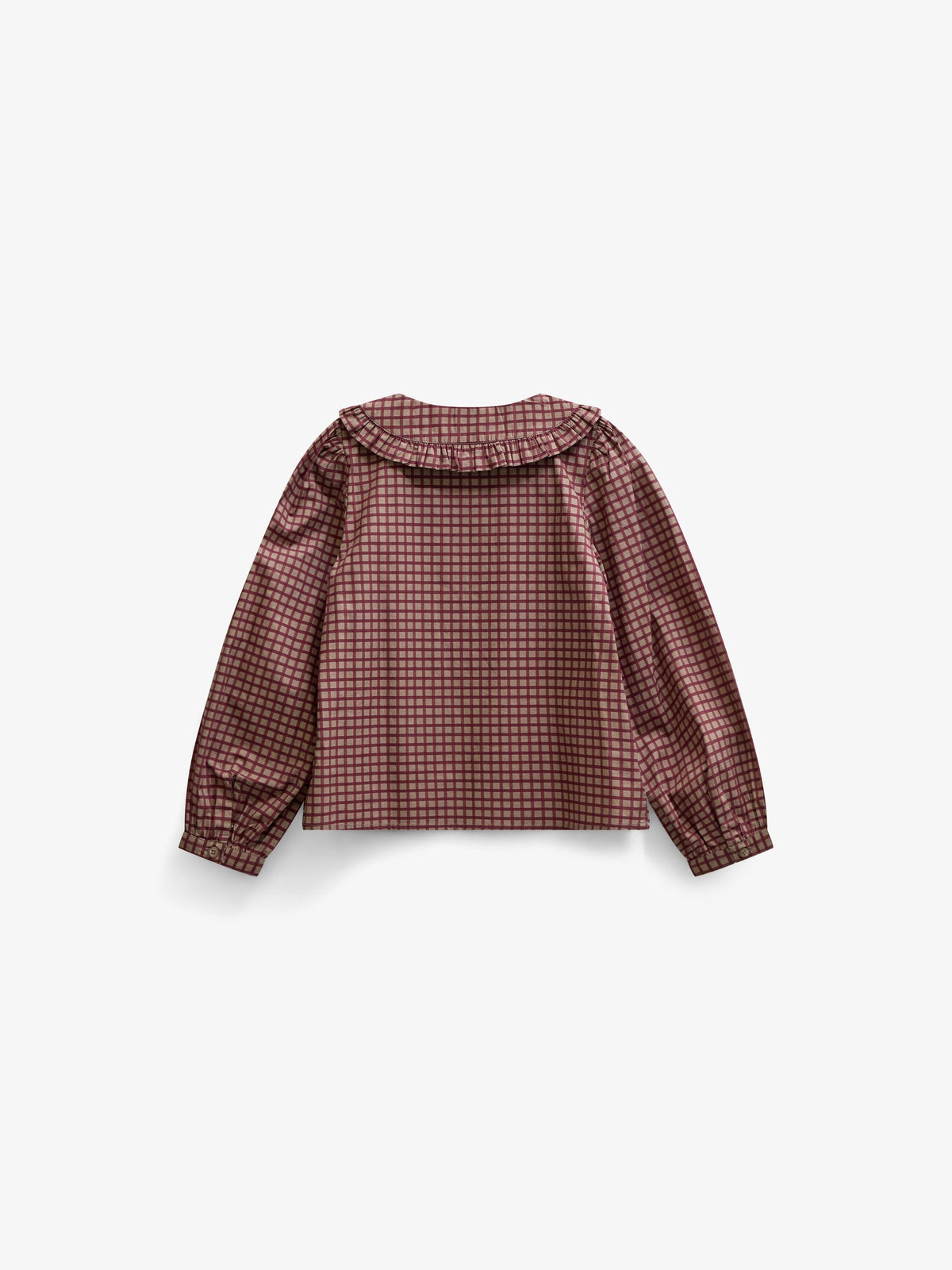 Poplin-bluse med flæsekrave Tween - Bordeaux Check | 101450 Julia