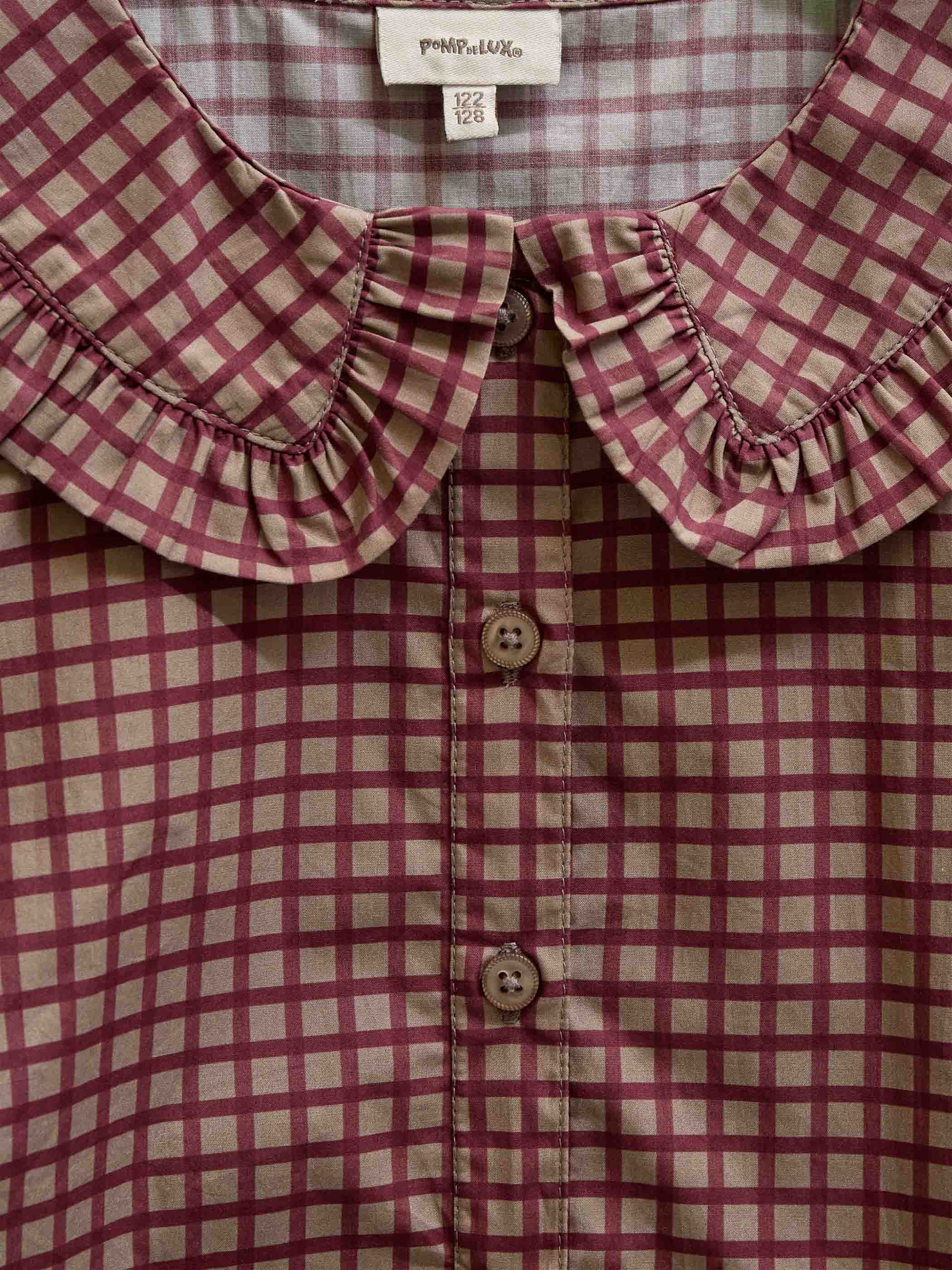Poplin-bluse med flæsekrave Kids - Bordeaux Check | 101449 Julia