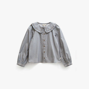 Poplin-bluse med flæsekrave Tween - Blue Check | 101452 Julia