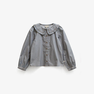 Poplin-bluse med flæsekrave Tween - Blue Check | 101452 Julia
