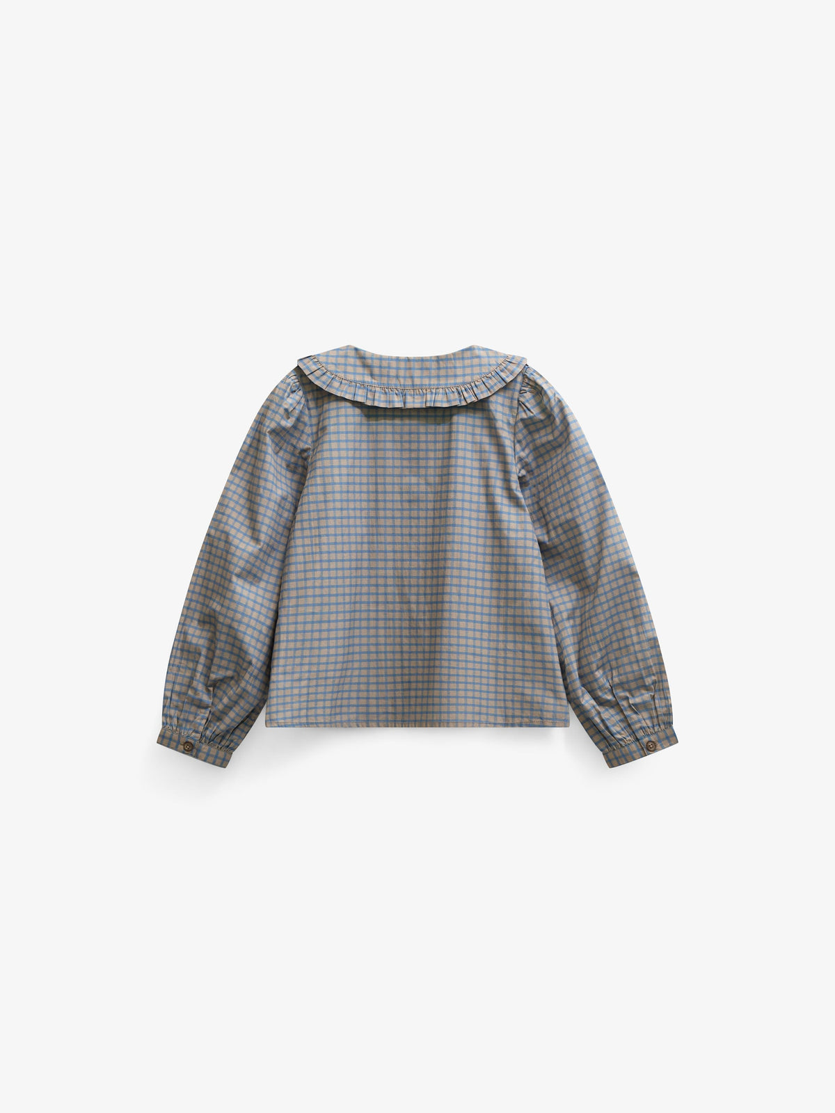 Poplin-bluse med flæsekrave Tween - Blue Check | 101452 Julia